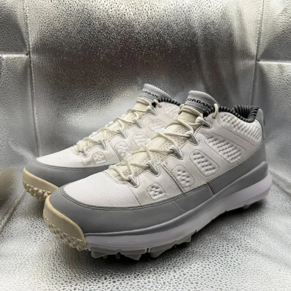 Size 11 Nike Air Jordan Retro 9 White‎ Wolf Gray Mens Golf Sneakers 833798-103